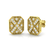 0.30Ct Geometric Art Deco Diamond Stud Earrings in 10K/14K gold and platinum with certified lab-grown or natural diamonds