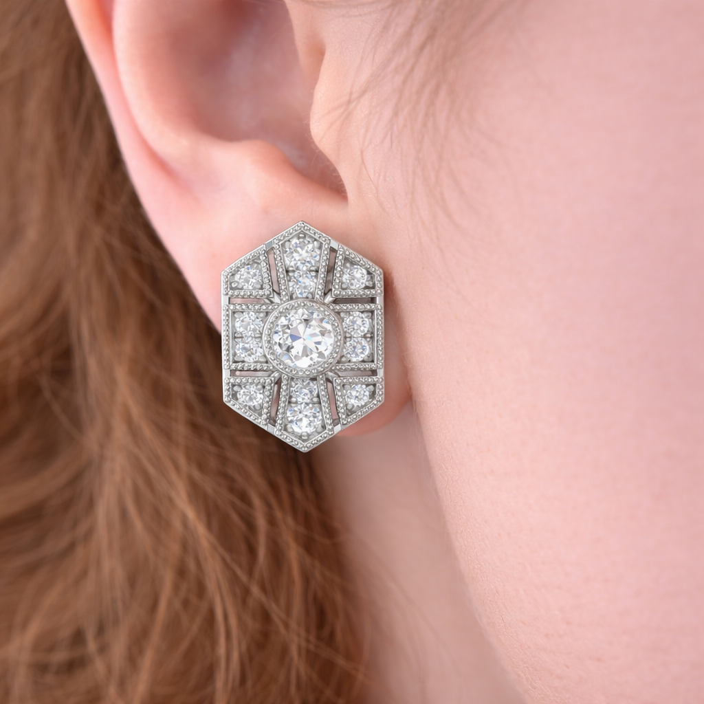 0.30Ct Timeless Art Deco Elongated Diamond Stud Earrings in 10K/14K gold and platinum with certified lab-grown or natural diamonds