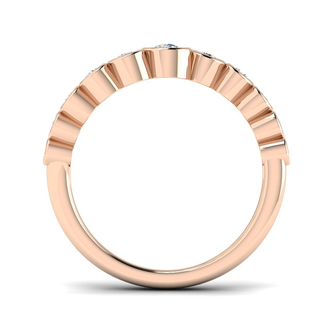 Lab Grown Diamond Bubble Ring with Graduated Bezel Set Design in 10K/14K gold and platinum with certified lab-grown or natural diamonds
