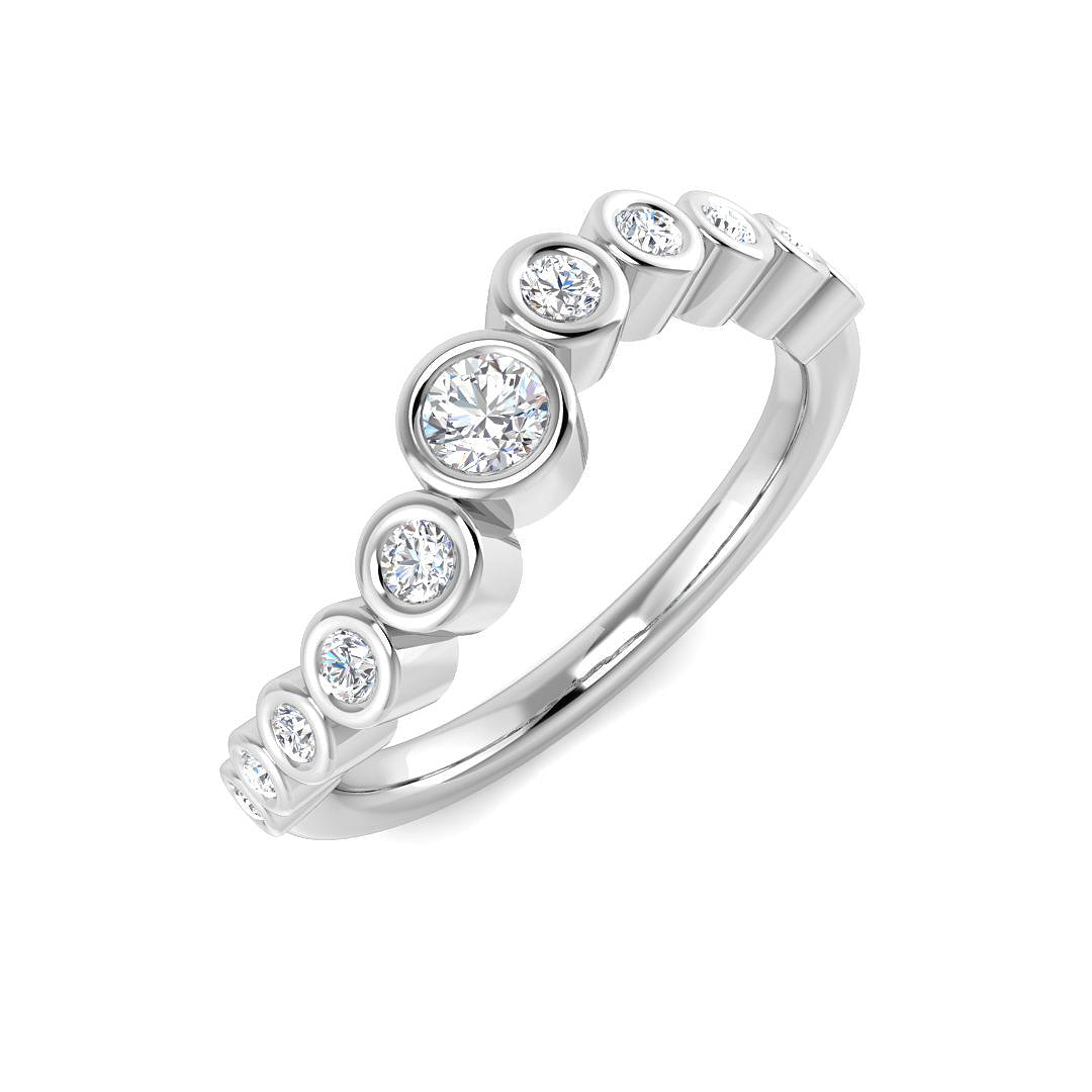 Lab Grown Diamond Bubble Ring with Graduated Bezel Set Design in 10K/14K gold and platinum with certified lab-grown or natural diamonds