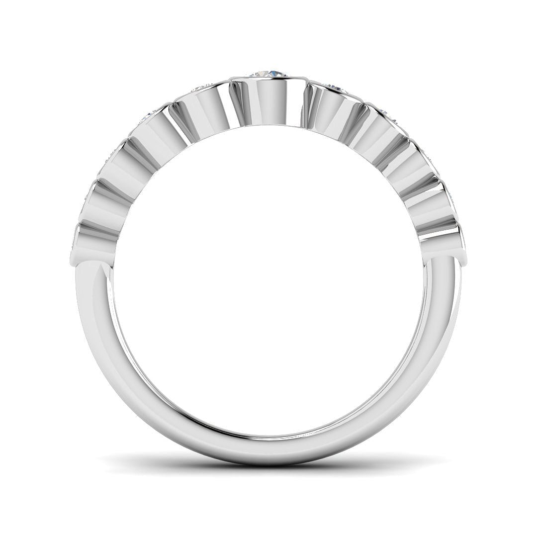 Lab Grown Diamond Bubble Ring with Graduated Bezel Set Design in 10K/14K gold and platinum with certified lab-grown or natural diamonds