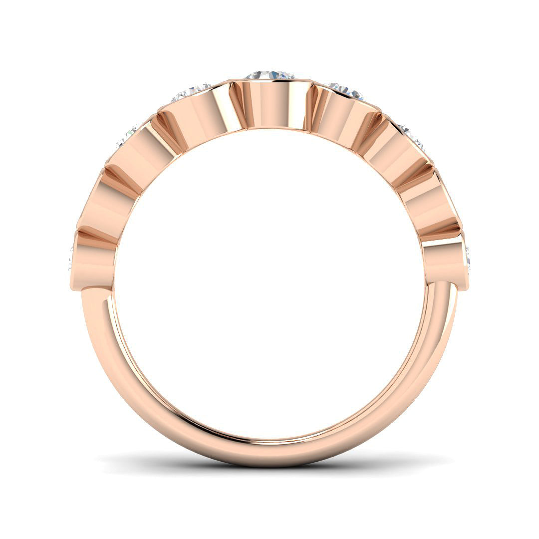 Lab Grown Diamond Bubble Ring with Graduated Bezel Set Design in 10K/14K gold and platinum with certified lab-grown or natural diamonds