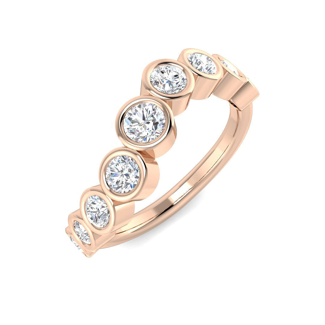 Lab Grown Diamond Bubble Ring with Graduated Bezel Set Design in 10K/14K gold and platinum with certified lab-grown or natural diamonds
