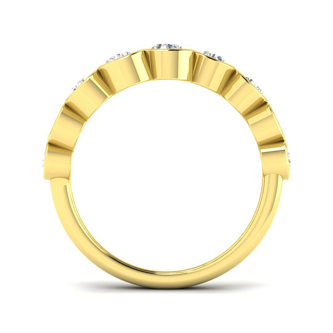 Lab Grown Diamond Bubble Ring with Graduated Bezel Set Design in 10K/14K gold and platinum with certified lab-grown or natural diamonds