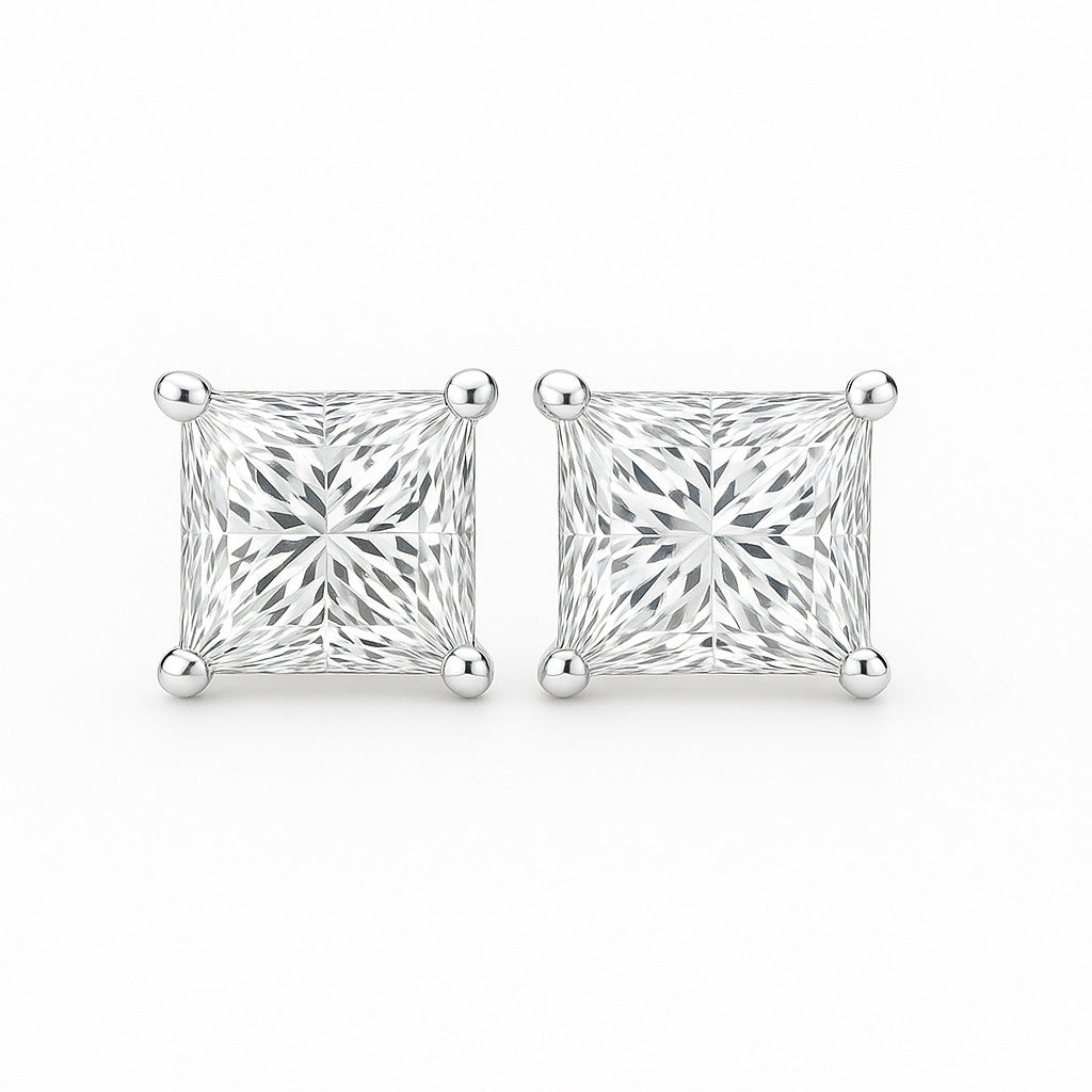 Stud Earrings with Princess-Cut Lab-Grown Diamond - 0.50ct in 10K/14K gold and platinum with certified lab-grown or natural diamonds