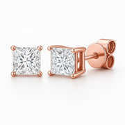 Stud Earrings with Princess-Cut Lab-Grown Diamond - 0.50ct in 10K/14K gold and platinum with certified lab-grown or natural diamonds