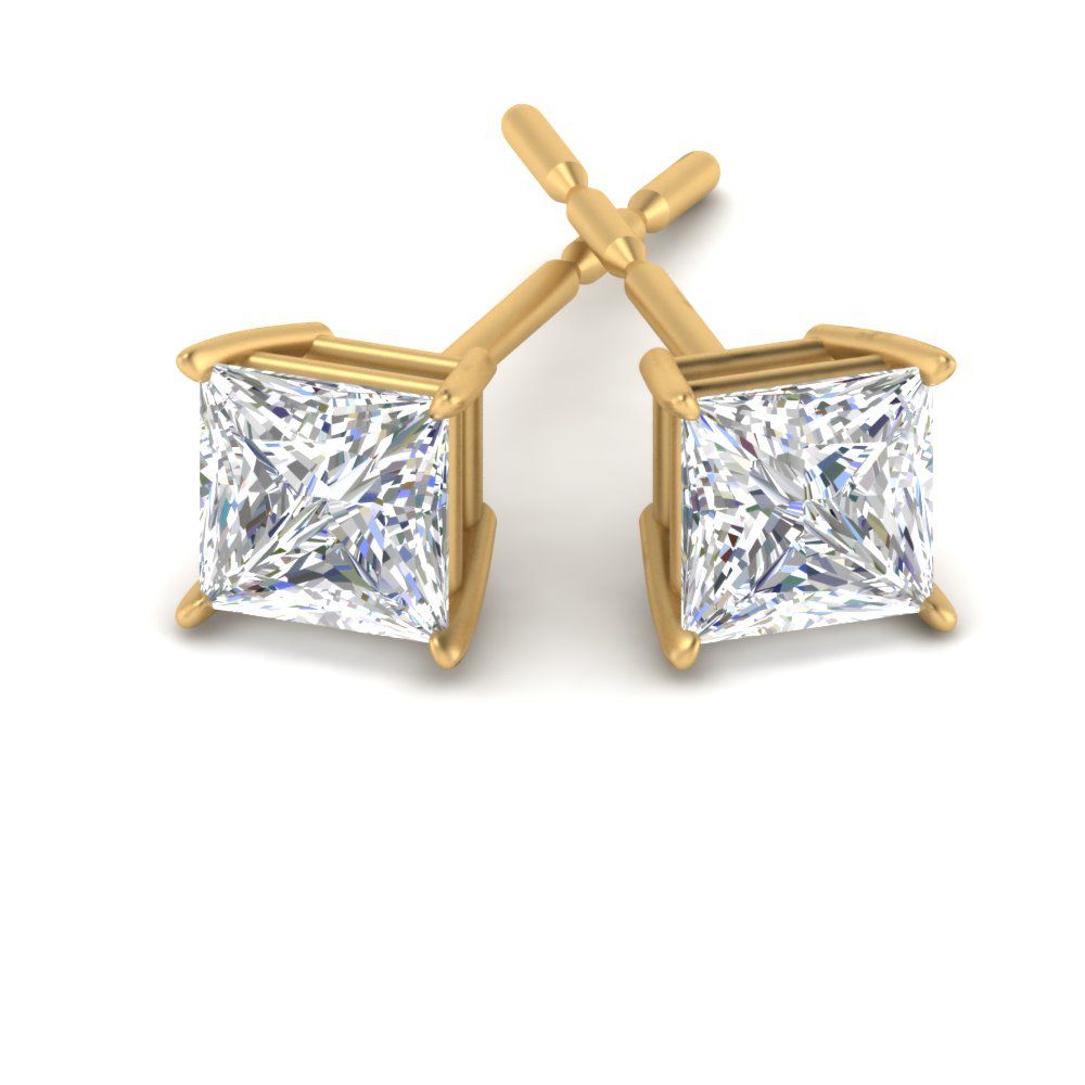 Stud Earrings with Princess-Cut Lab-Grown Diamond - 0.50ct in 10K/14K gold and platinum with certified lab-grown or natural diamonds