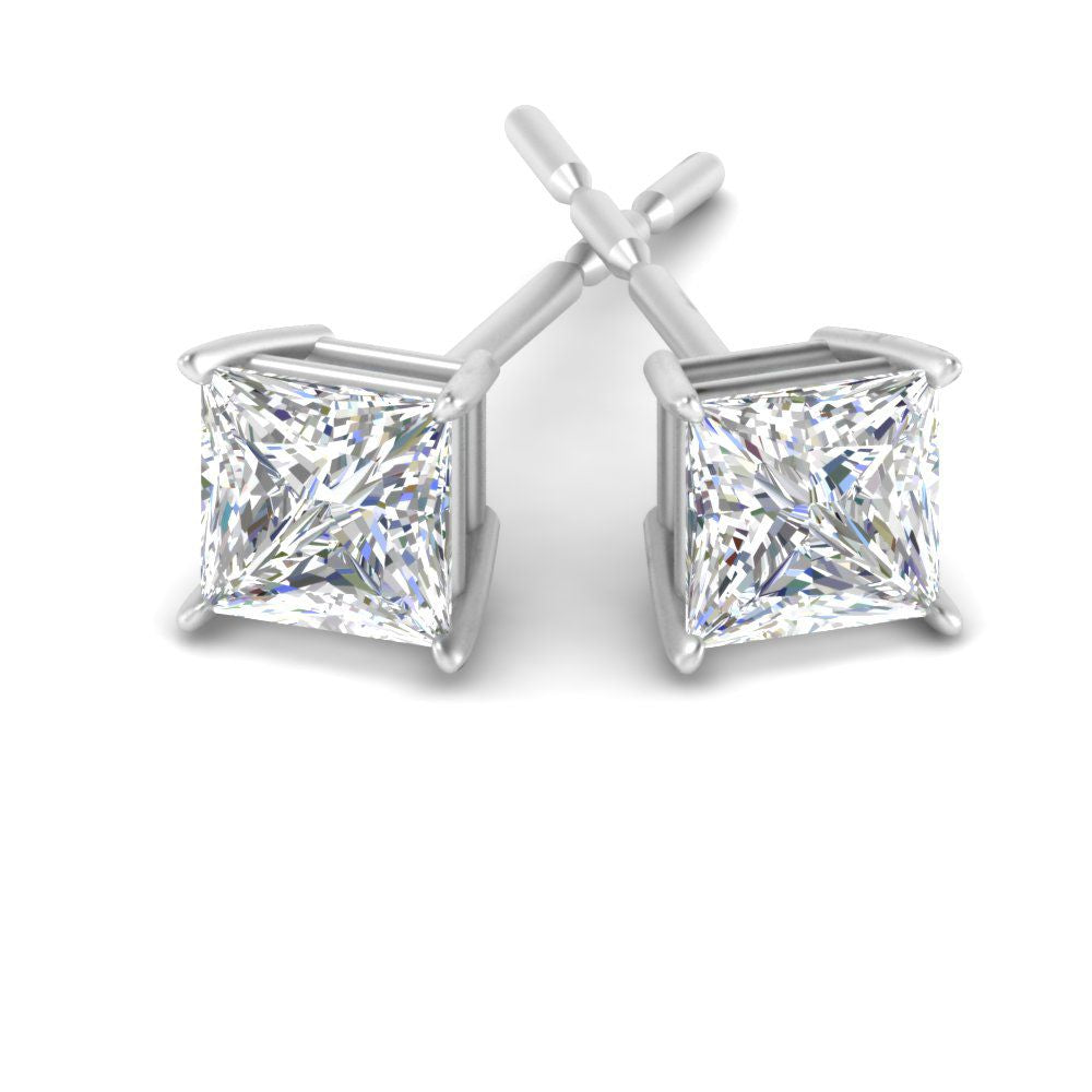 Stud Earrings with Princess-Cut Lab-Grown Diamond - 0.50ct in 10K/14K gold and platinum with certified lab-grown or natural diamonds