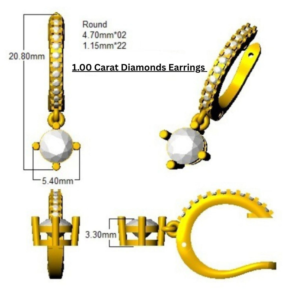 Diamond Drop Earrings in 10K/14K gold and platinum with certified lab-grown or natural diamonds