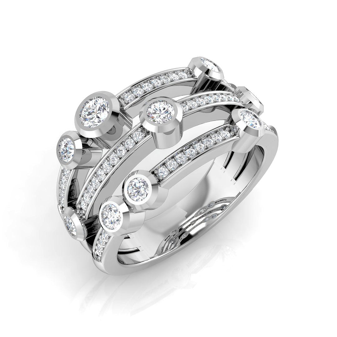 Lab-Grown Round Cut Diamond Bubble Ring in 10K/14K gold and platinum with certified lab-grown or natural diamonds