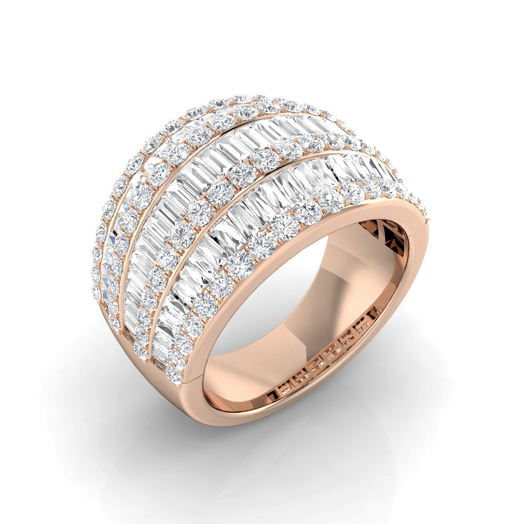 Baguette and Round Diamond Eternity Band for Brides in 10K/14K gold and platinum with certified lab-grown or natural diamonds