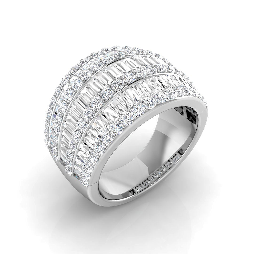 Baguette and Round Diamond Eternity Band for Brides in 10K/14K gold and platinum with certified lab-grown or natural diamonds