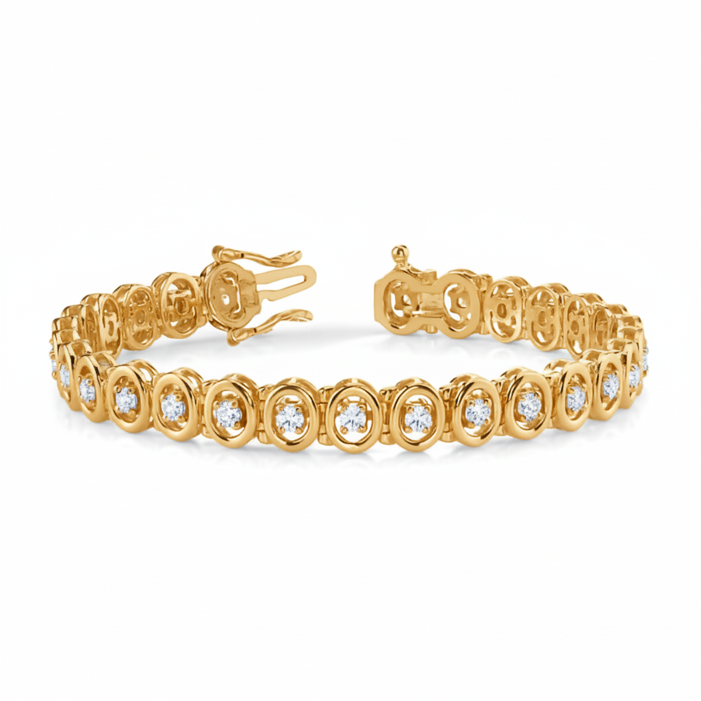 Classic Round Brilliant Diamond Tennis Bracelet / or in 10K/14K gold and platinum with certified lab-grown or natural diamonds