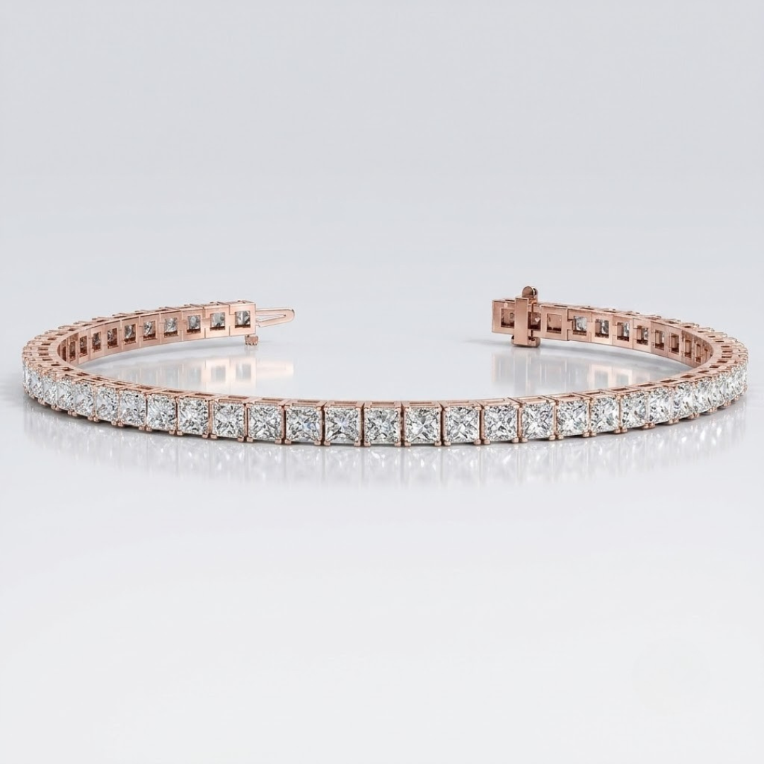 Princess Cut Diamond Tennis Bracelet in 10K/14K gold and platinum with certified lab-grown or natural diamonds
