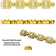 Emerald Style Round & Baguette Cut Lab Grown Diamond Bracelet in 10K/14K gold and platinum with certified lab-grown or natural diamonds