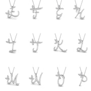 Initial Diamond Pendant Necklace with Leaf Design in 10K/14K gold and platinum with certified lab-grown or natural diamonds