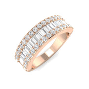 Lab-Grown Round & Baguette Diamond Half Eternity Sandwich Ring in 10K/14K gold and platinum with certified lab-grown or natural diamonds