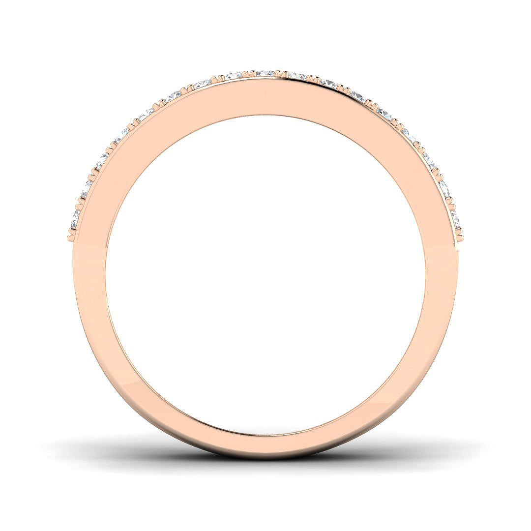 Lab-Grown Round & Baguette Diamond Half Eternity Sandwich Ring in 10K/14K gold and platinum with certified lab-grown or natural diamonds