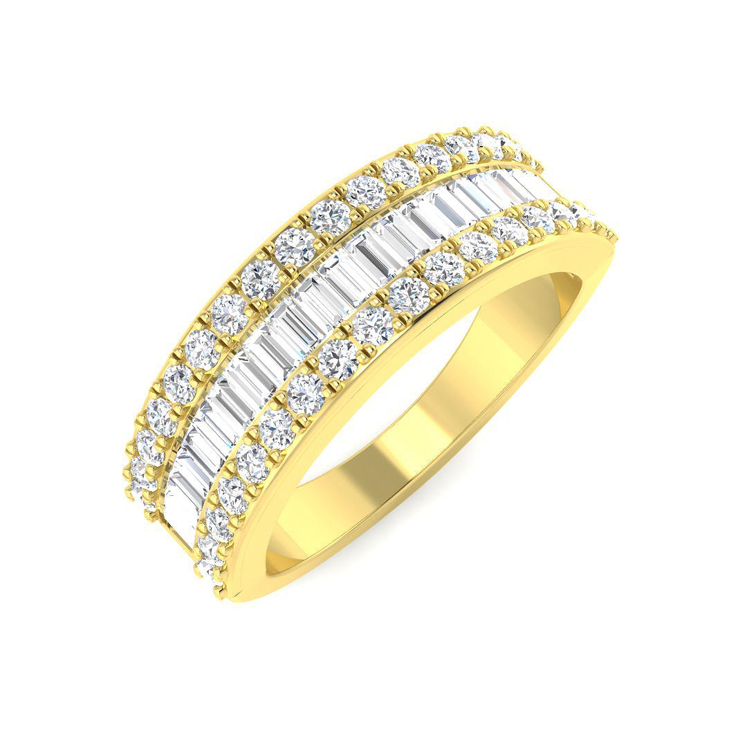Lab-Grown Round & Baguette Diamond Half Eternity Sandwich Ring in 10K/14K gold and platinum with certified lab-grown or natural diamonds
