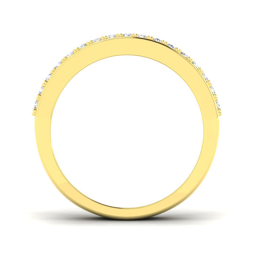 Lab-Grown Round & Baguette Diamond Half Eternity Sandwich Ring in 10K/14K gold and platinum with certified lab-grown or natural diamonds