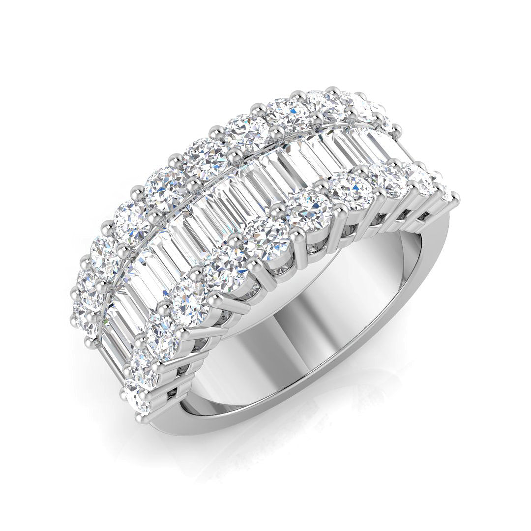 Baguette & Brilliant Diamond Ring Eternity Ring in 10K/14K gold and platinum with certified lab-grown or natural diamonds