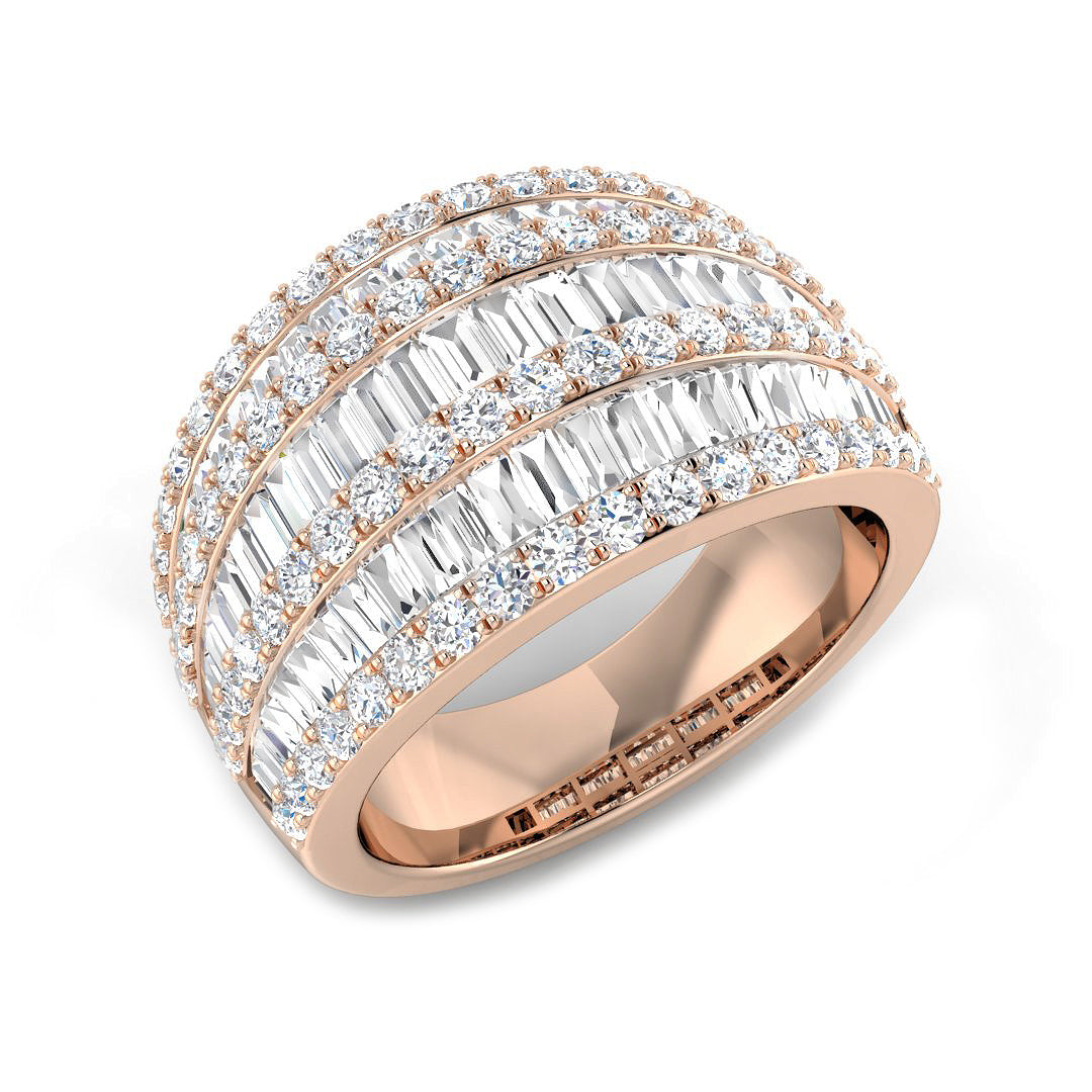 Baguette and Round Diamond Eternity Band for Brides in 10K/14K gold and platinum with certified lab-grown or natural diamonds