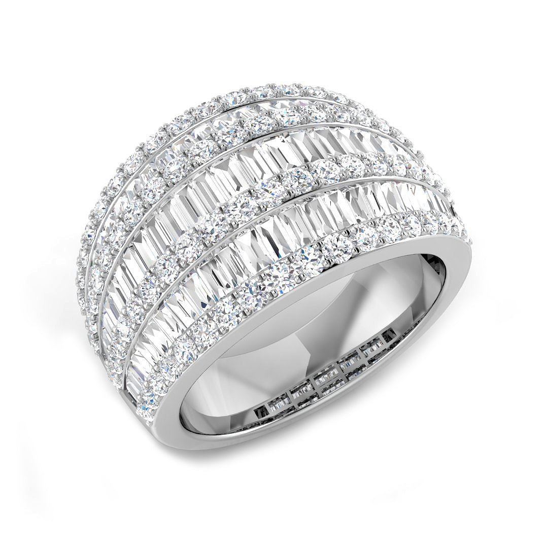 Baguette and Round Diamond Eternity Band for Brides in 10K/14K gold and platinum with certified lab-grown or natural diamonds