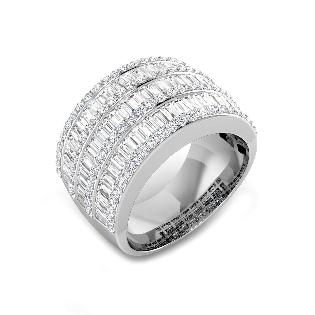 Baguette and Round Diamond Eternity Band for Brides in 10K/14K gold and platinum with certified lab-grown or natural diamonds