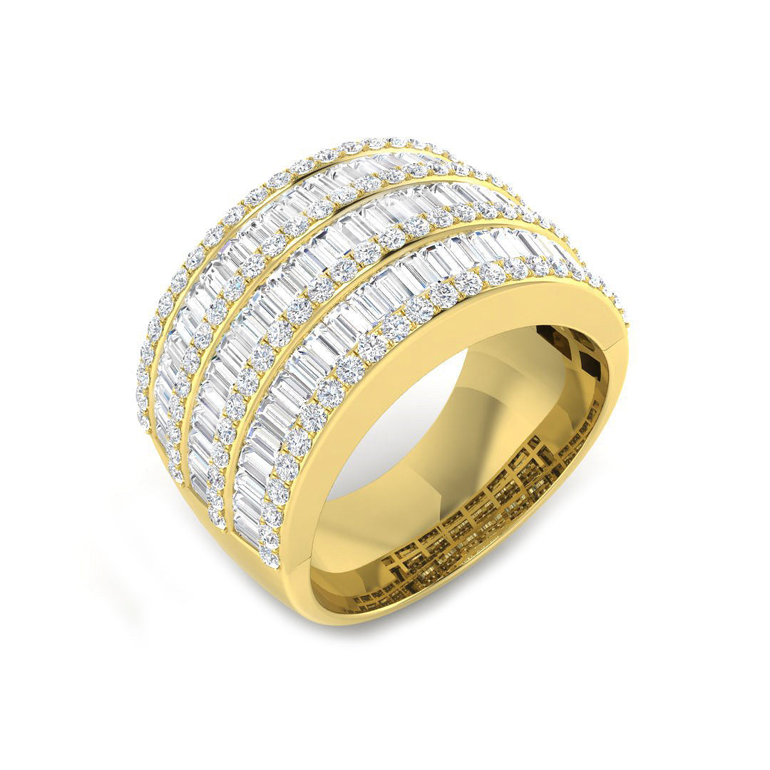 Baguette and Round Diamond Eternity Band for Brides in 10K/14K gold and platinum with certified lab-grown or natural diamonds
