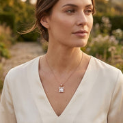 Baguette Diamond and Round Pendant Necklace in 10K/14K gold and platinum with certified lab-grown or natural diamonds