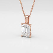 Lab Grown Emerald Cut Diamond Pendant in 10K/14K gold and platinum with certified lab-grown or natural diamonds
