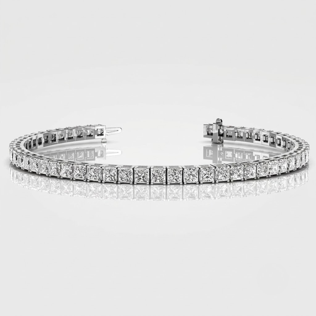 Princess Cut Diamond Tennis Bracelet in 10K/14K gold and platinum with certified lab-grown or natural diamonds