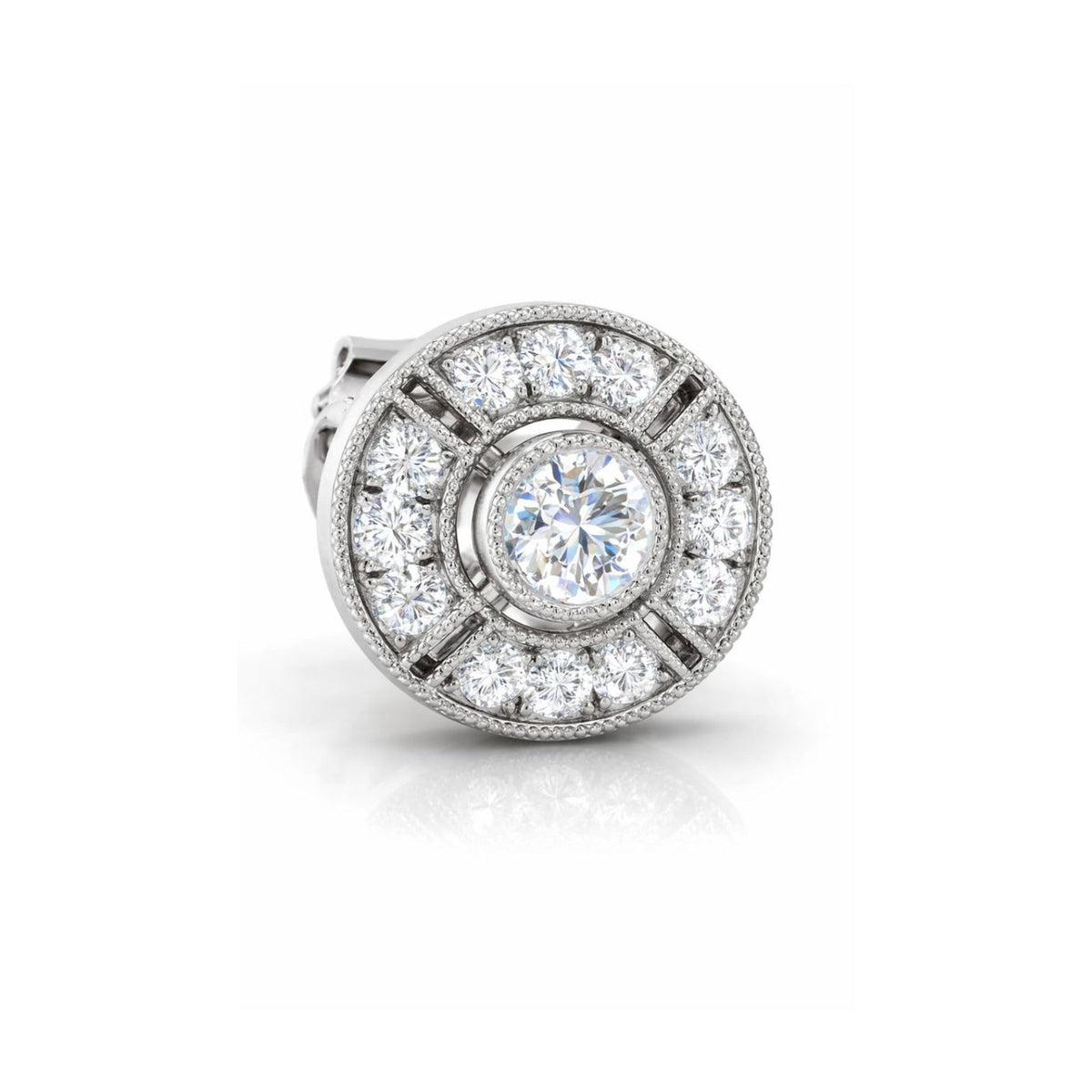 Elegant Vintage Round Diamond Stud Earrings in 10K/14K gold and platinum with certified lab-grown or natural diamonds