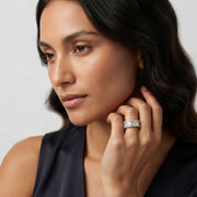 Baguette & Round Diamond Triple Row Eternity Ring in 10K/14K gold and platinum with certified lab-grown or natural diamonds