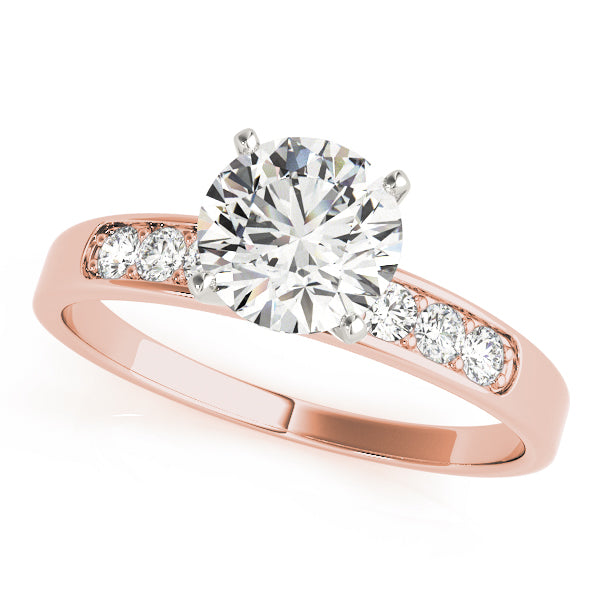 Radiant Channel-Set Round Diamond Engagement Ring in 10K/14K gold and platinum with certified lab-grown or natural diamonds