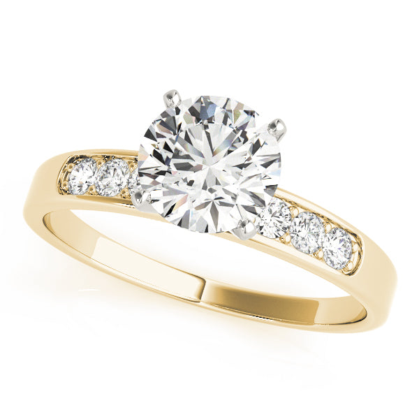 Radiant Channel-Set Round Diamond Engagement Ring in 10K/14K gold and platinum with certified lab-grown or natural diamonds