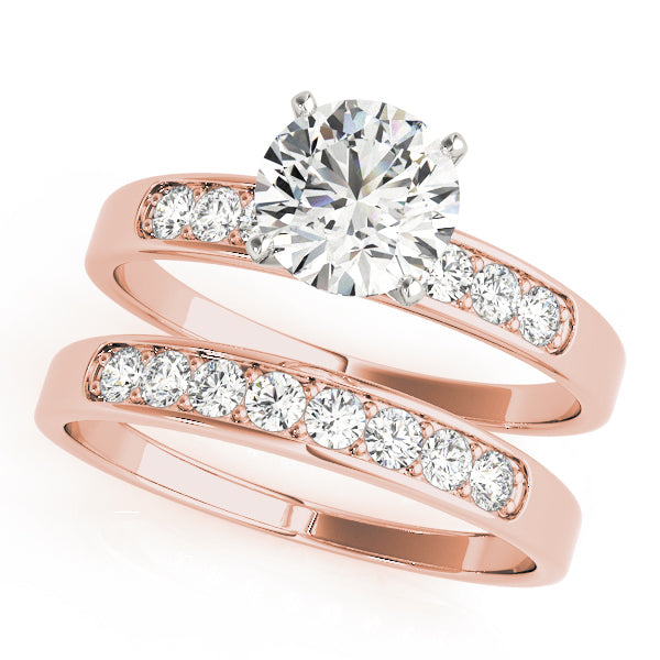 Radiant Channel-Set Round Diamond Engagement Ring in 10K/14K gold and platinum with certified lab-grown or natural diamonds