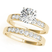 Radiant Channel-Set Round Diamond Engagement Ring in 10K/14K gold and platinum with certified lab-grown or natural diamonds