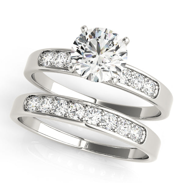 Radiant Channel-Set Round Diamond Engagement Ring in 10K/14K gold and platinum with certified lab-grown or natural diamonds