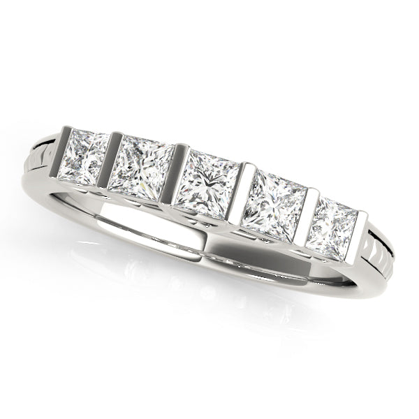 Fancy Princess Half Eternity Ring in Gold & Platinum