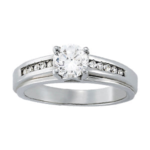 Couture Channel-Set Round Diamond Engagement Ring in 10K/14K gold and platinum with certified lab-grown or natural diamonds