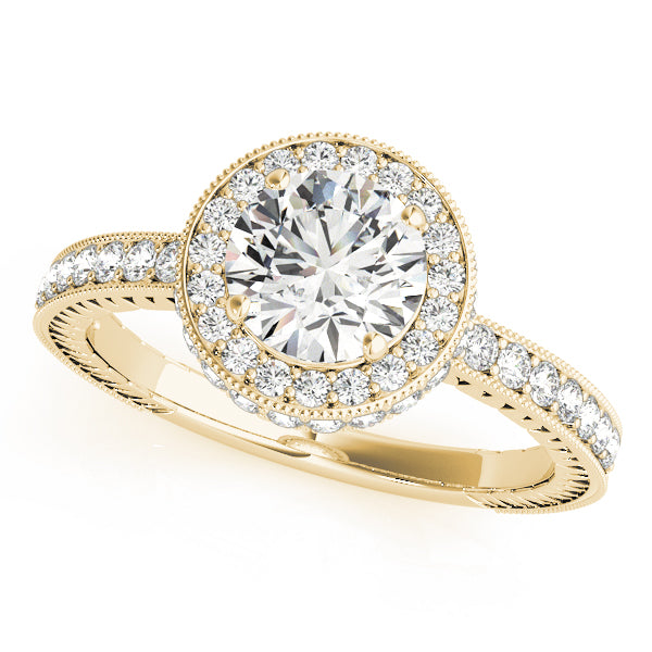 Radiant Halo Round Diamond Engagement Ring in 10K/14K gold and platinum with certified lab-grown or natural diamonds