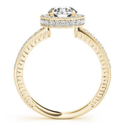 Radiant Halo Round Diamond Engagement Ring in 10K/14K gold and platinum with certified lab-grown or natural diamonds