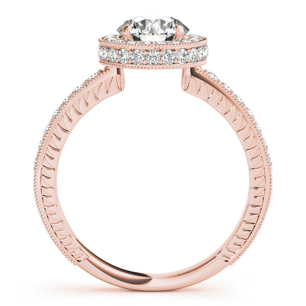 Radiant Halo Round Diamond Engagement Ring in 10K/14K gold and platinum with certified lab-grown or natural diamonds