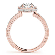 Radiant Halo Round Diamond Engagement Ring in 10K/14K gold and platinum with certified lab-grown or natural diamonds