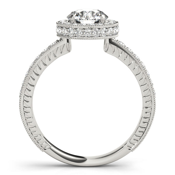 Radiant Halo Round Diamond Engagement Ring in 10K/14K gold and platinum with certified lab-grown or natural diamonds