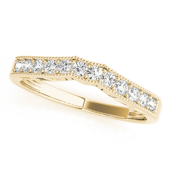Prong Set Milgrain Curved Half Eternity Ring in 10K/14K gold and platinum with certified lab-grown or natural diamonds