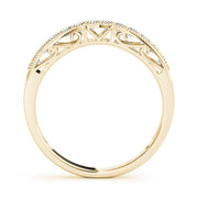 Prong Set Milgrain Curved Half Eternity Ring in Gold & Platinum