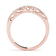 Prong Set Milgrain Curved Half Eternity Ring in Gold & Platinum