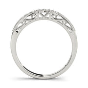Prong Set Milgrain Curved Half Eternity Ring in Gold & Platinum